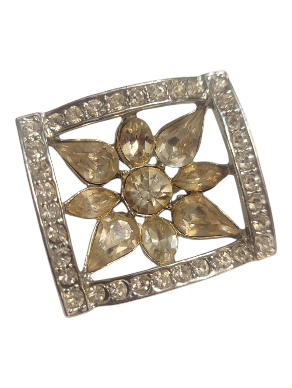 Vintage Crystal Rhinestone Flower Brooch - Picture 3 of 5